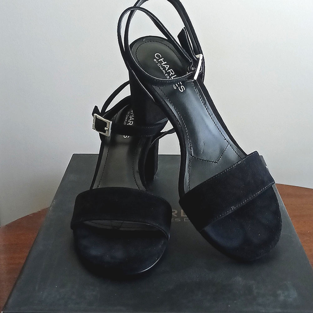 Charles David "Keenan" black ankle strap sandals